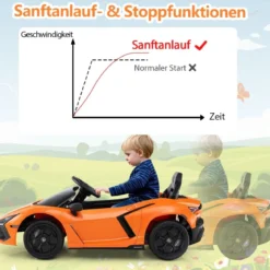 Elektroauto für Kinder Lamborghini Revuelto 12V Elektro Kinderauto mit LED Scheinwerfer Grau/Orange