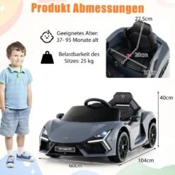 Elektroauto für Kinder Lamborghini Revuelto 12V Elektro Kinderauto mit LED Scheinwerfer Grau/Orange