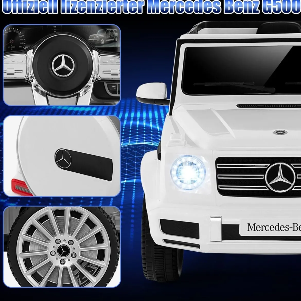 Elektroauto für Kinder Mercedes Benz G500 Kinderauto Elektro mit Fernsteuerung Weiß