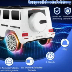 Elektroauto für Kinder Mercedes Benz G500 Kinderauto Elektro mit Fernsteuerung Weiß