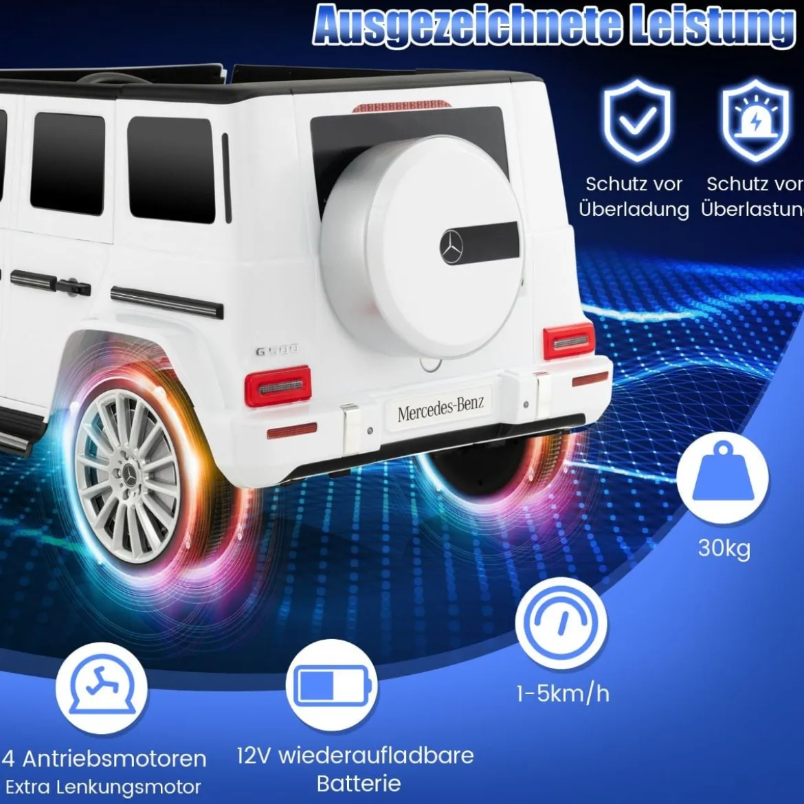Elektroauto für Kinder Mercedes Benz G500 Kinderauto Elektro mit Fernsteuerung Weiß