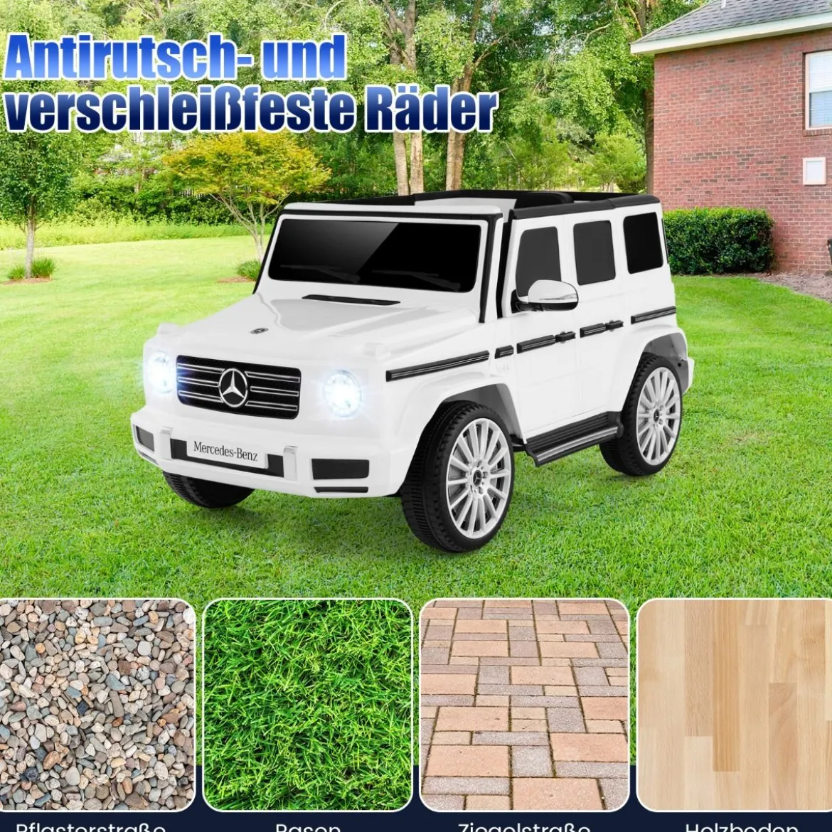 Elektroauto für Kinder Mercedes Benz G500 Kinderauto Elektro mit Fernsteuerung Weiß