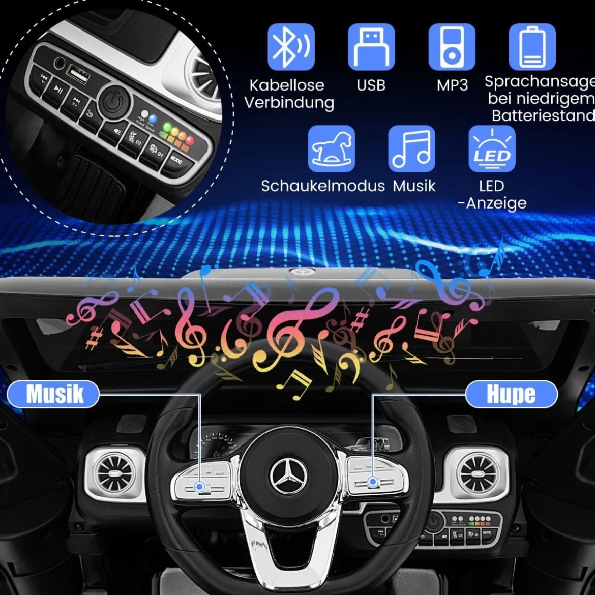 Elektroauto für Kinder Mercedes Benz G500 Kinderauto Elektro mit Fernsteuerung Schwarz