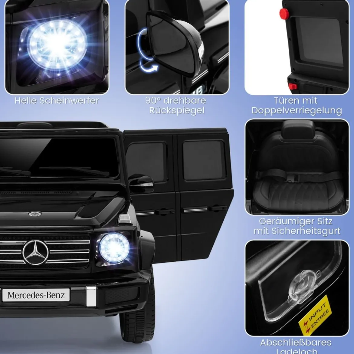 Elektroauto für Kinder Mercedes Benz G500 Kinderauto Elektro mit Fernsteuerung Schwarz
