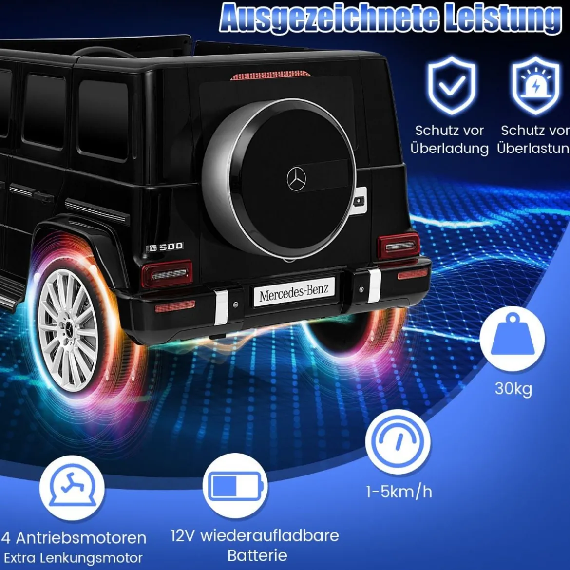 Elektroauto für Kinder Mercedes Benz G500 Kinderauto Elektro mit Fernsteuerung Schwarz