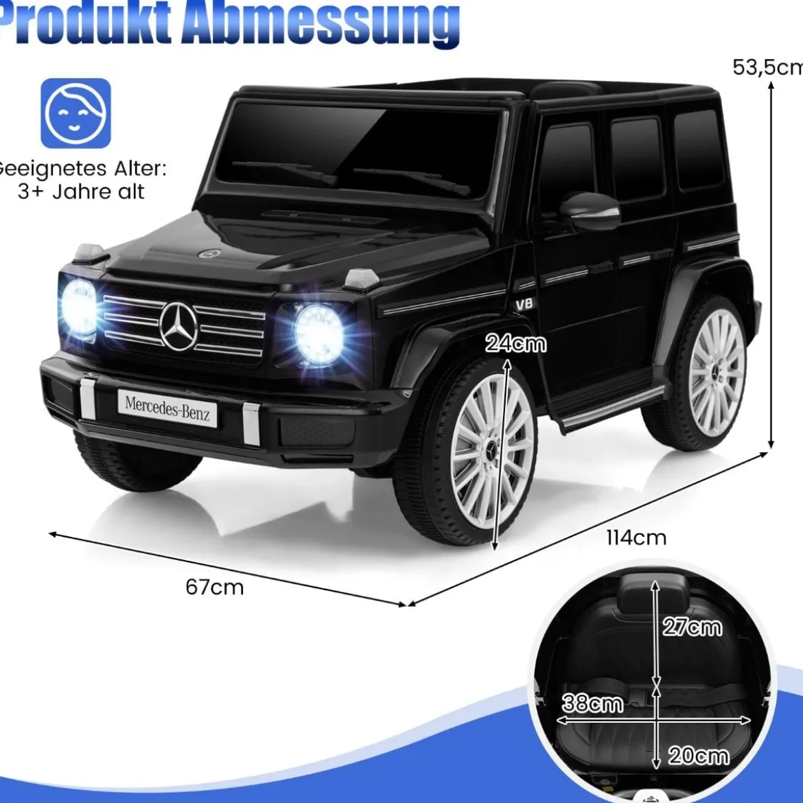 Elektroauto für Kinder Mercedes Benz G500 Kinderauto Elektro mit Fernsteuerung Schwarz