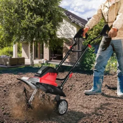 Elektro Bodenhacke mit 6 Hackmesser & 2-Punkt-Sicherheitsschalter 1500W Gartenfräse Rot