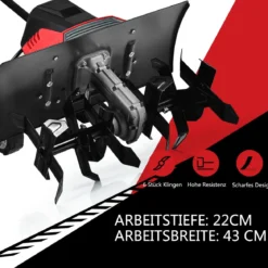 Elektro Bodenhacke mit 6 Hackmesser & 2-Punkt-Sicherheitsschalter 1500W Gartenfräse Rot