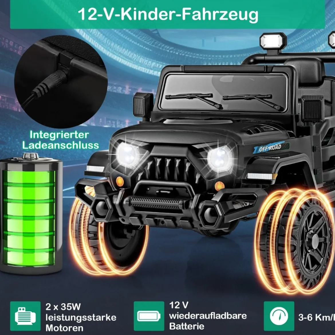 Elektrofahrzeug mit Fernsteuerung & Geländerädern & LED-Leuchten Truck