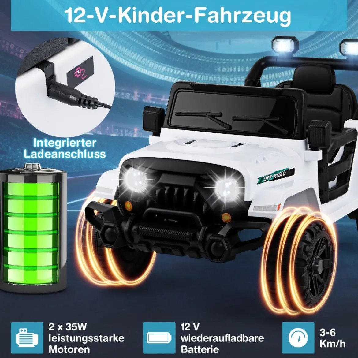 Elektrofahrzeug mit Fernsteuerung & Geländerädern & LED-Leuchten Truck
