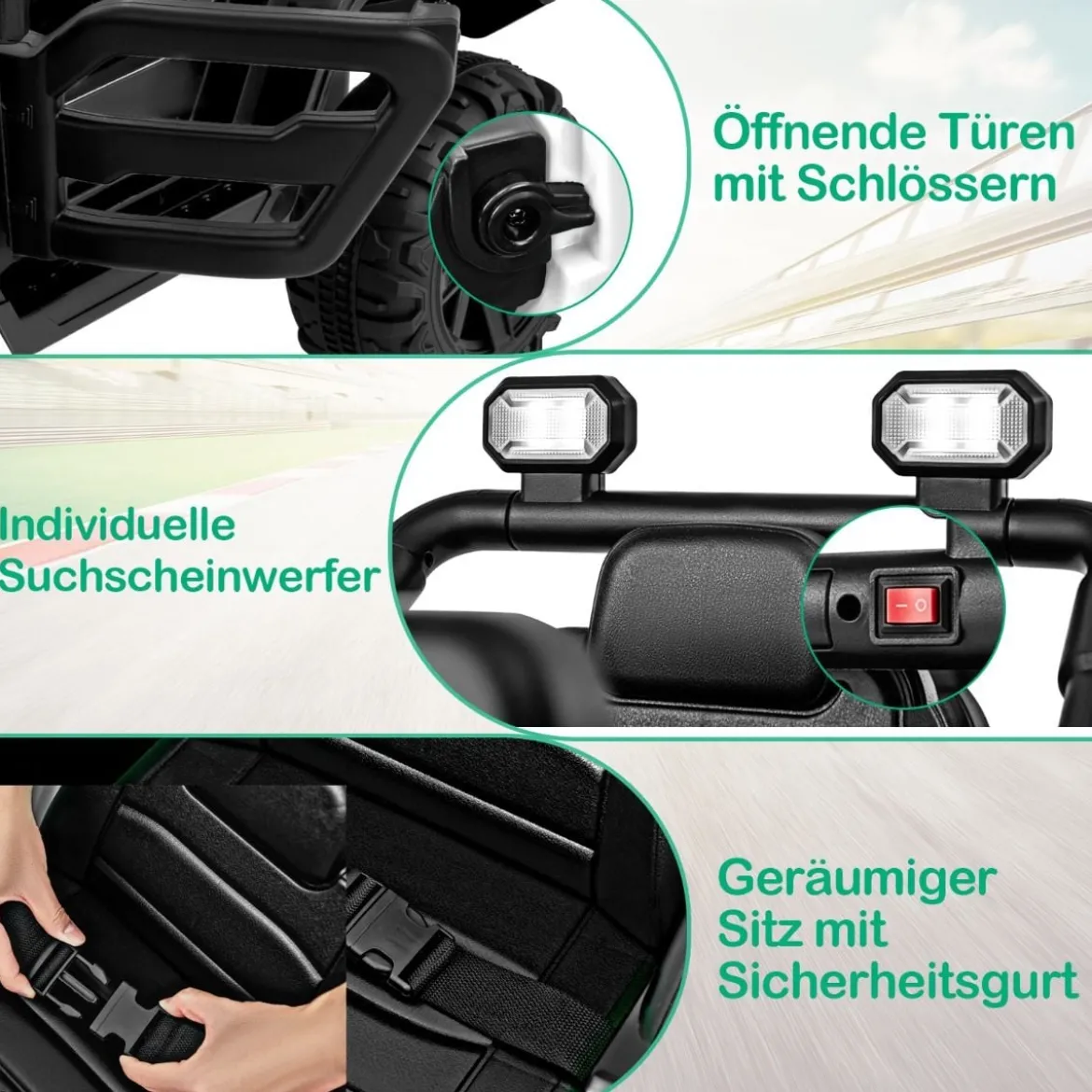 Elektrofahrzeug mit Fernsteuerung & Geländerädern & LED-Leuchten Truck