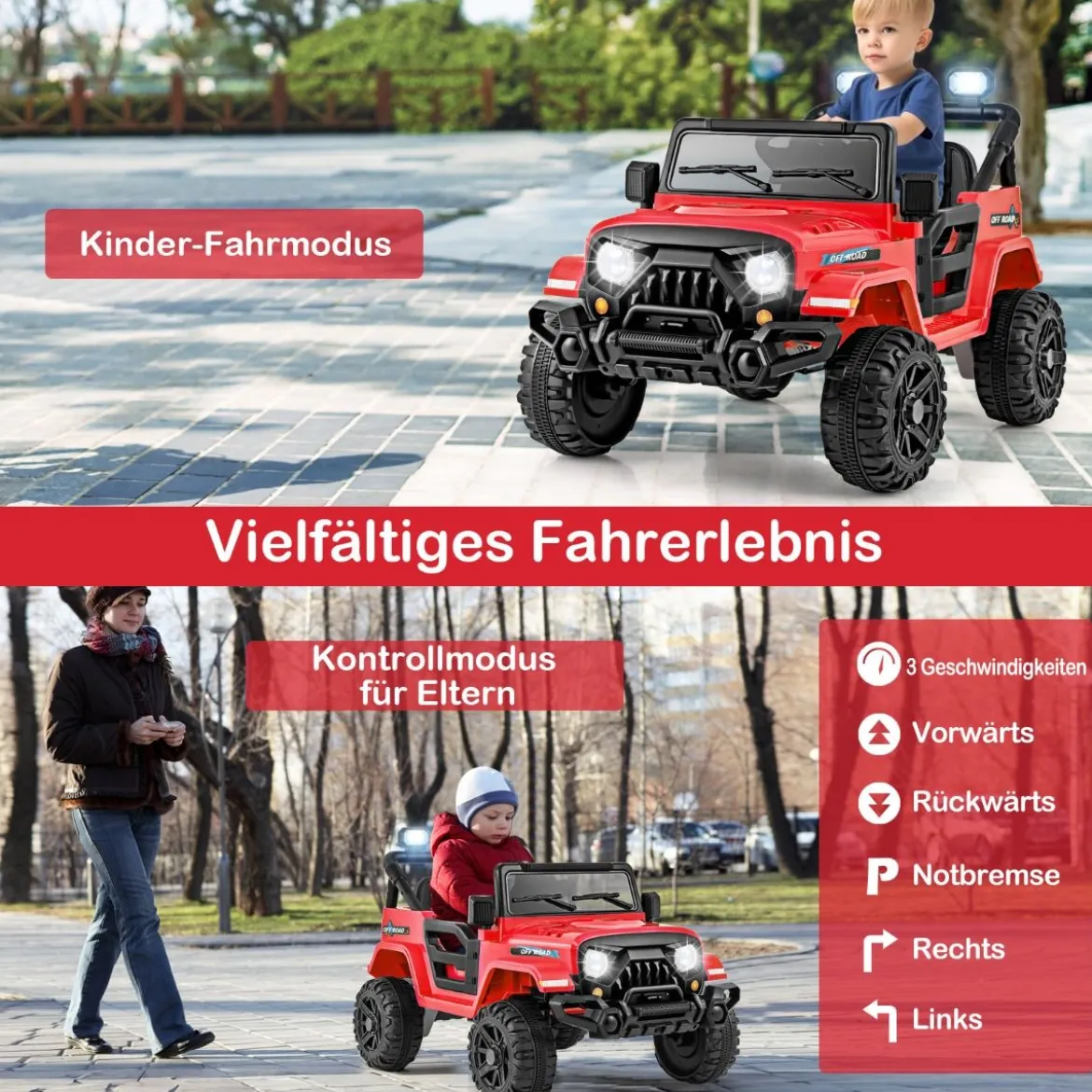 Elektrofahrzeug mit Fernsteuerung & Geländerädern & LED-Leuchten Truck