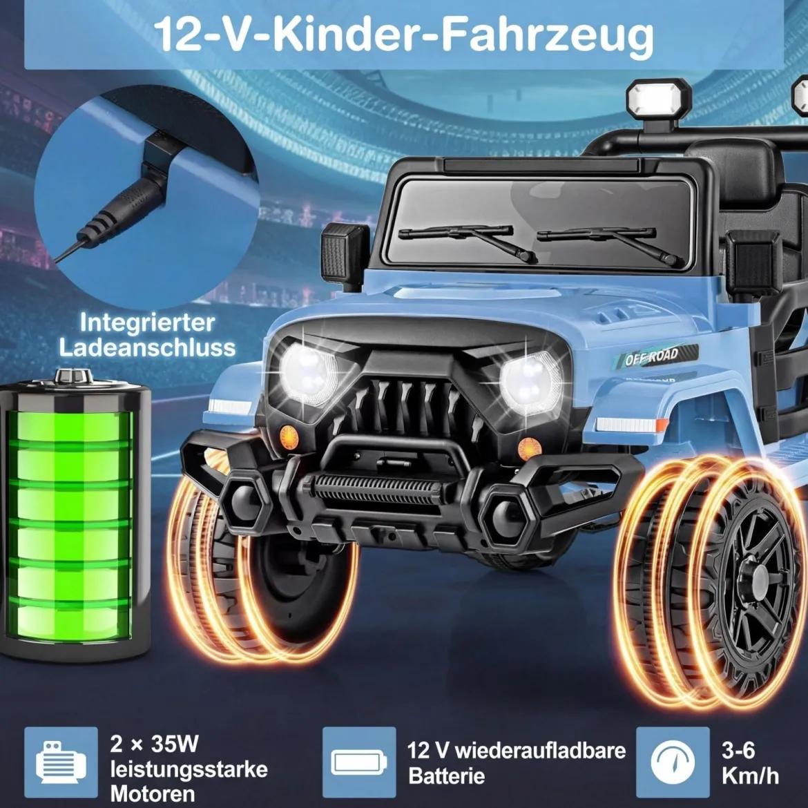 Elektrofahrzeug mit Fernsteuerung & Geländerädern & LED-Leuchten Truck