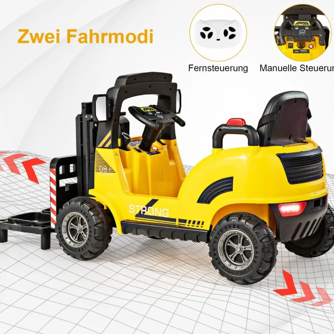 Elektro-Gabelstapler Kinderfahrzeug mit Fernsteuerung & Gangschaltern Gelb