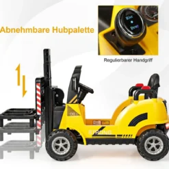 Elektro-Gabelstapler Kinderfahrzeug mit Fernsteuerung & Gangschaltern Gelb