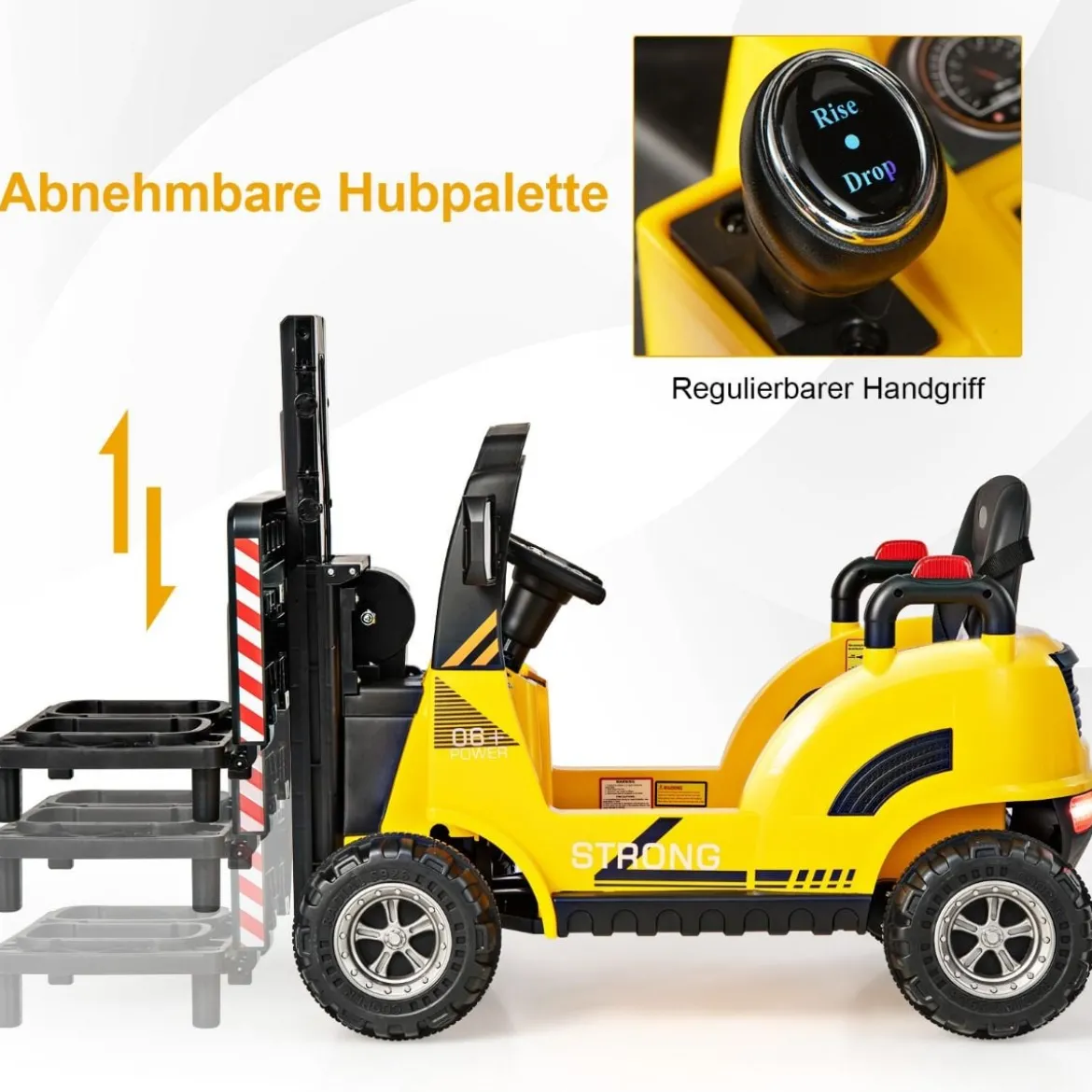 Elektro-Gabelstapler Kinderfahrzeug mit Fernsteuerung & Gangschaltern Gelb