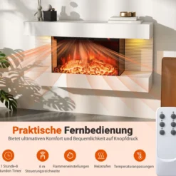 Elektrokamin mit Heizung & LED-Seitenlichtern Schwebender Wandkamin mit Fernbedienung