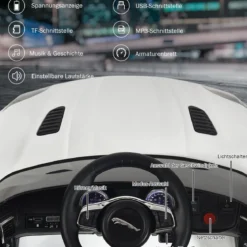 Elektro Kinderauto mit Geschichten & Musik & Hupe & Scheinwerfer & 2,4G Fernbedienung