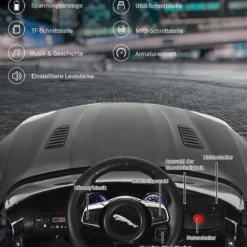 Elektro Kinderauto mit Geschichten & Musik & Hupe & Scheinwerfer & 2,4G Fernbedienung