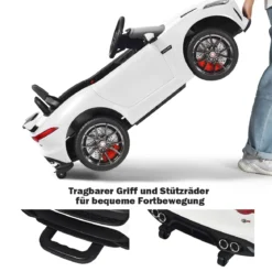 Elektro Kinderauto mit Geschichten & Musik & Hupe & Scheinwerfer & 2,4G Fernbedienung