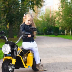 Elektro Motorrad Kindermotorrad Elektromotorrad mit Stützrädern 57 x 72 x 56 cm Gelb