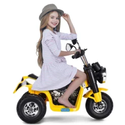Elektro Motorrad Kindermotorrad Elektromotorrad mit Stützrädern 57 x 72 x 56 cm Gelb