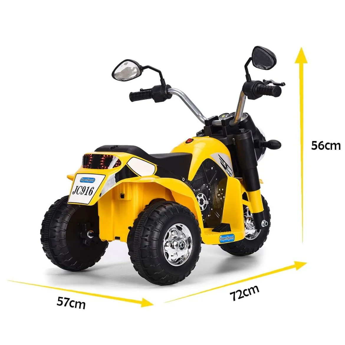 Elektro Motorrad Kindermotorrad Elektromotorrad mit Stützrädern 57 x 72 x 56 cm Gelb