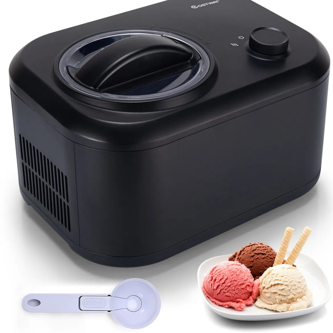 Elektronische Eismaschine 100W tragbare hausgemachte Dessert-Maschine Eismaschine für Zuhause Schwarz
