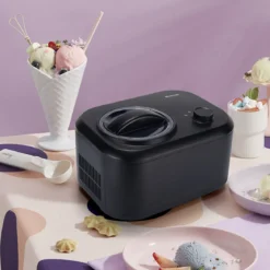 Elektronische Eismaschine 100W tragbare hausgemachte Dessert-Maschine Eismaschine für Zuhause Schwarz