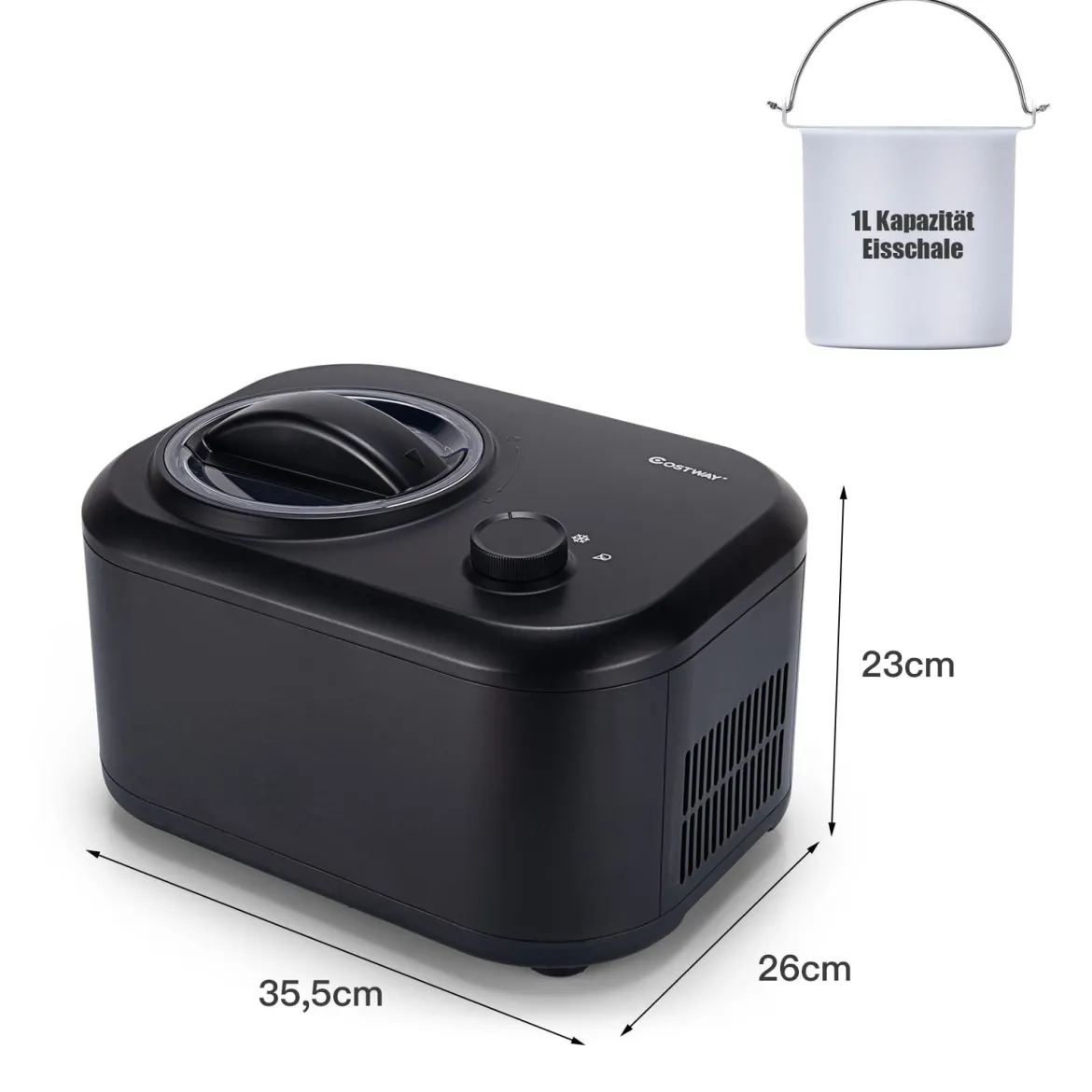 Elektronische Eismaschine 100W tragbare hausgemachte Dessert-Maschine Eismaschine für Zuhause Schwarz