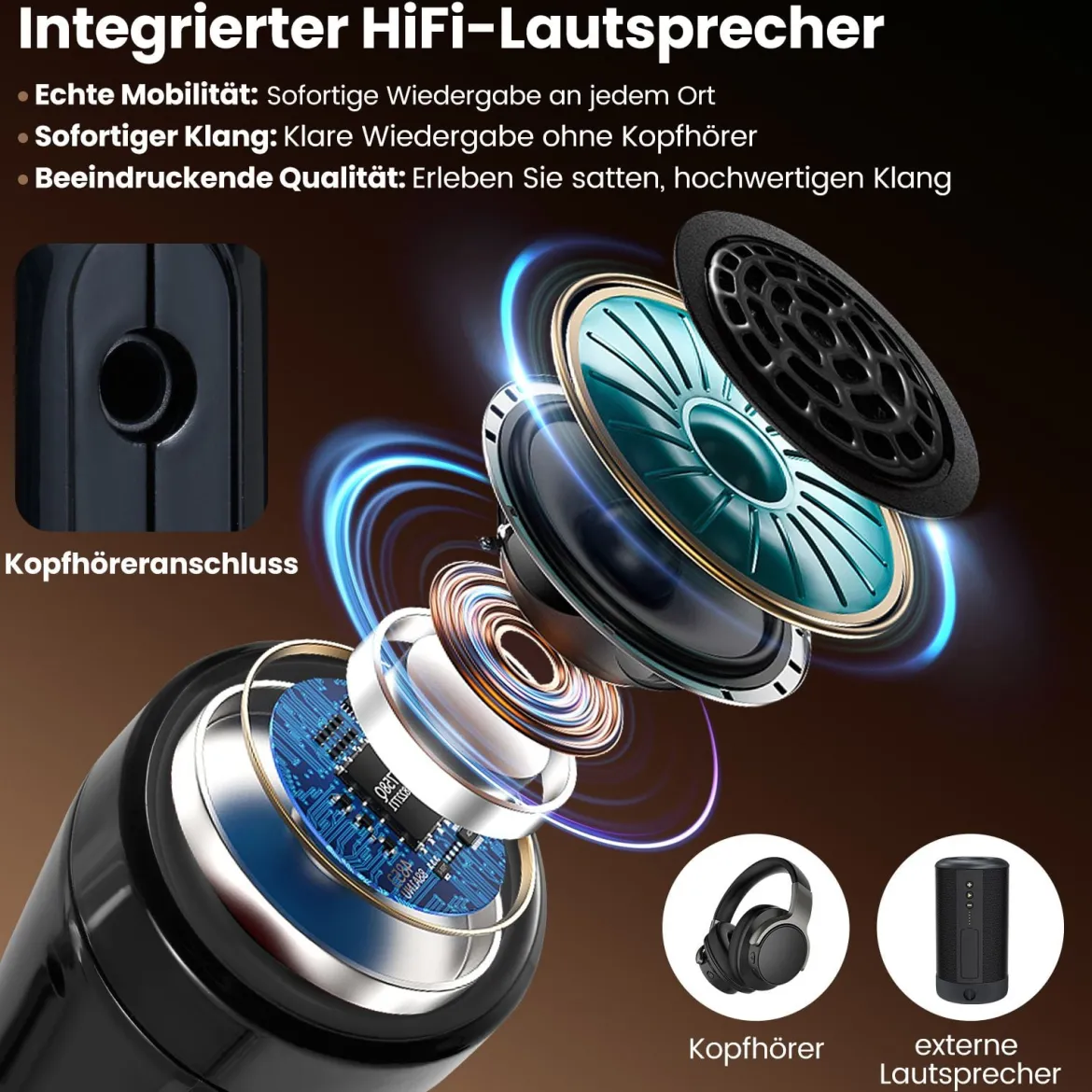 Elektronisches Blasinstrument-Synthesizer tragbares digitales Saxophon mit kabellosem MIDI 100 Klänge HIFI-Lautsprecher Schwarz