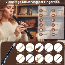 Elektronisches Blasinstrument-Synthesizer tragbares digitales Saxophon mit kabellosem MIDI 100 Klänge HIFI-Lautsprecher Schwarz