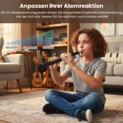Elektronisches Blasinstrument-Synthesizer tragbares digitales Saxophon mit kabellosem MIDI 100 Klänge HIFI-Lautsprecher Schwarz