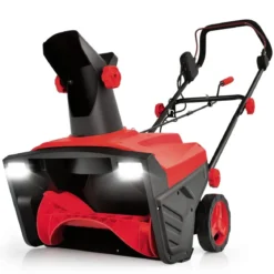 Elektro-Schneefräse mit LED-Leuchten & 15 A Motor 50 cm Arbeitsbreite 25 cm Arbeitshöhe Rot/Blau + Schwarz