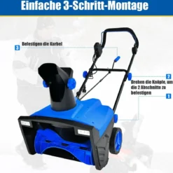 Elektro-Schneefräse mit LED-Leuchten & 15 A Motor 50 cm Arbeitsbreite 25 cm Arbeitshöhe Rot/Blau + Schwarz