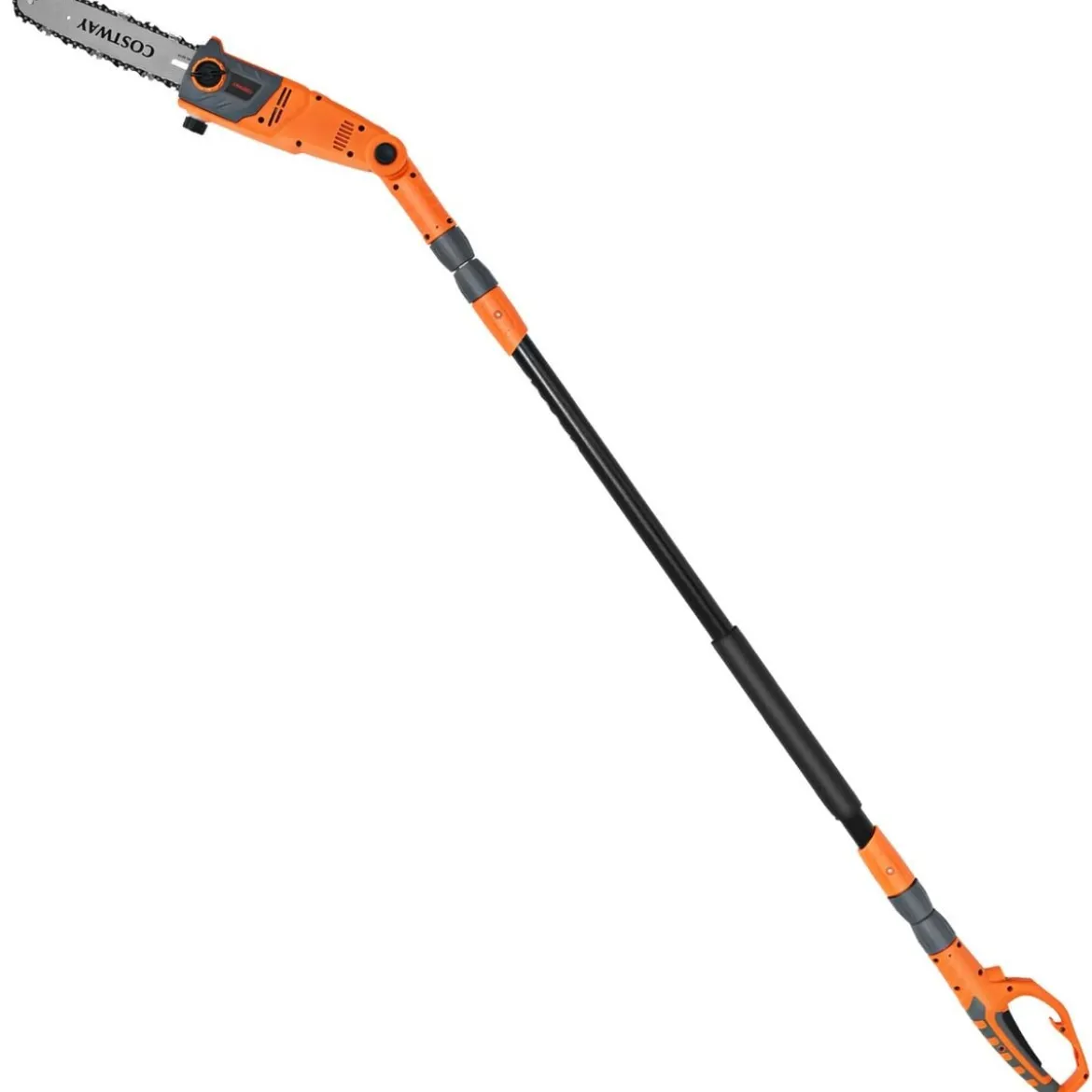 Elektrostangensäge Hochentaster 212-286 cm Mehrwinkel Stangenkettensäge mit Sägekopf Orange