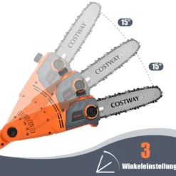 Elektrostangensäge Hochentaster 212-286 cm Mehrwinkel Stangenkettensäge mit Sägekopf Orange