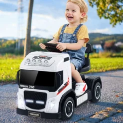 Elektrotruck für Kinder akkubetriebenes 6-V-Aufsitzspielzeug mit höhenverstellbarem Sitz 72 x 31 x 46 cm Weiß