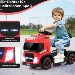 Elektrotruck für Kinder akkubetriebenes 6-V-Aufsitzspielzeug mit höhenverstellbarem Sitz 72 x 31 x 46 cm Rot
