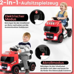 Elektrotruck für Kinder akkubetriebenes 6-V-Aufsitzspielzeug mit höhenverstellbarem Sitz 72 x 31 x 46 cm Rot