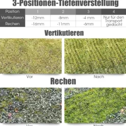 Elektro Vertikutierer Rasenlüfter 1500W 2-in-1-Vertikutierer und Belüfter 104,5 x 51 x 103 cm Grün