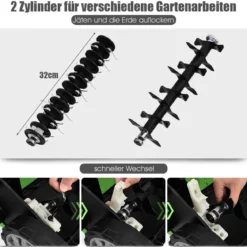 Elektro Vertikutierer Rasenlüfter 1800W 2 Stufen Arbeitstiefe 106 x 58 x 110,5 cm Grün