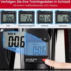 Ellipsentrainer verstellbarer magnetischer Widerstand & flüsterleise LCD-Monitor Schwarz