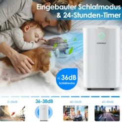 15㎡ Entfeuchter 15L Entfeuchter mit 3 Modi Mobile Luftentfeuchter 25,5 x 22 x 45 cm Weiß