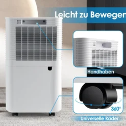 15㎡ Entfeuchter 15L Entfeuchter mit 3 Modi Mobile Luftentfeuchter 25,5 x 22 x 45 cm Weiß