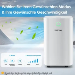 15㎡ Entfeuchter 15L Entfeuchter mit 3 Modi Mobile Luftentfeuchter 25,5 x 22 x 45 cm Weiß