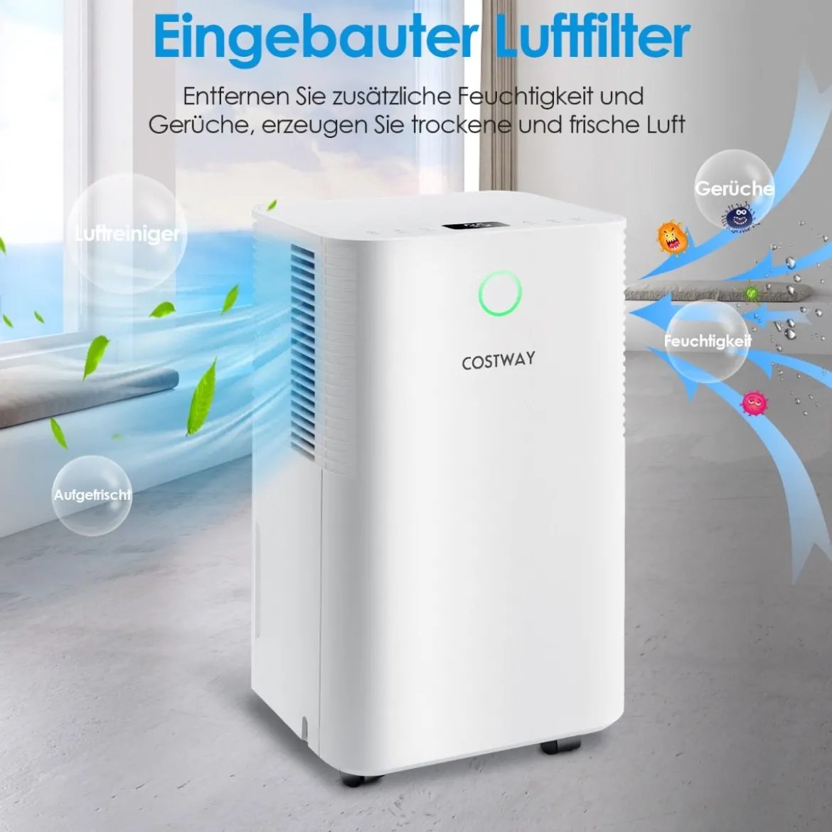 15㎡ Entfeuchter 15L Entfeuchter mit 3 Modi Mobile Luftentfeuchter 25,5 x 22 x 45 cm Weiß