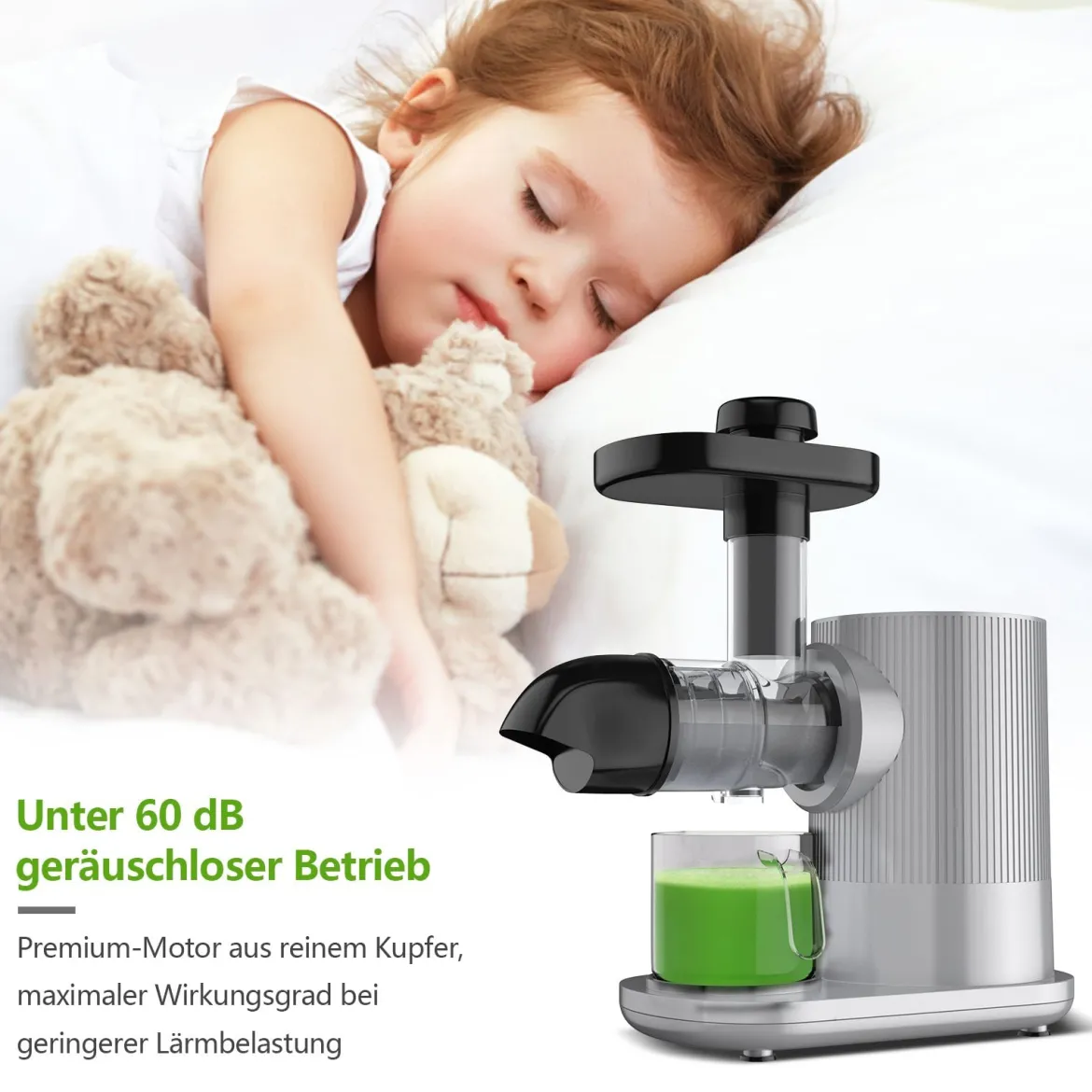 Entsafter langsamer Entsafter Elektisch Entsafter rutschfest Saftpresse Fruchtpresse Edelstahl Silber