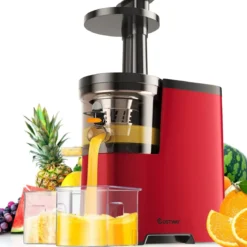 Entsafter Saftpresse für Gemüse und Obst 150W Slow Juicer mit Umkehrfunktion Rot