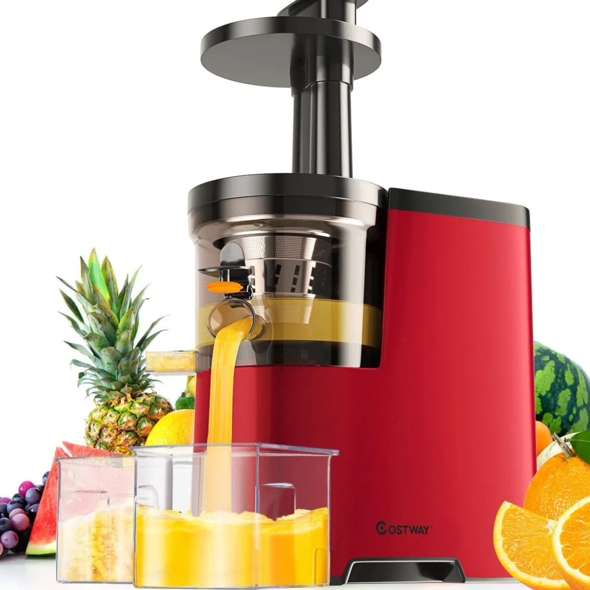 Entsafter Saftpresse für Gemüse und Obst 150W Slow Juicer mit Umkehrfunktion Rot